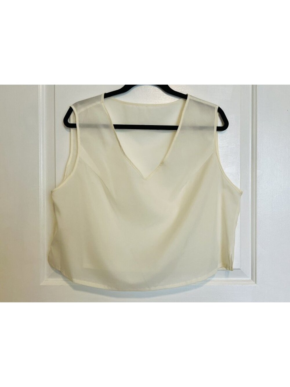 RAFFAELLA Sleeveless V Neck Ivory Cream Satin Blouse Top Filipiniana XXXL 3XL
